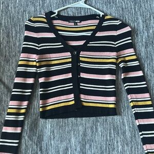 Multi Color Stripped tight fitting crop top